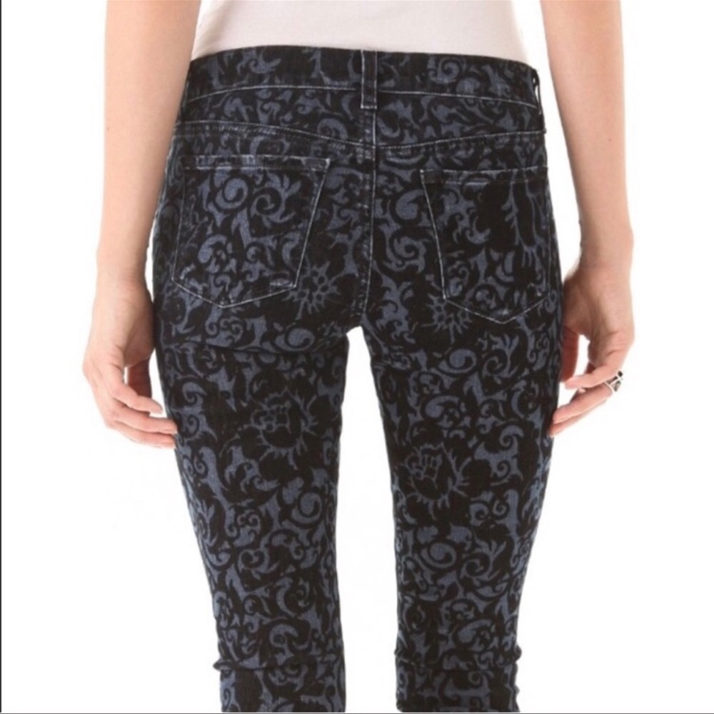 J Brand “The Skinny” in Black Velvet Brocade Stovepipe Jeans - Picture 3 of 10